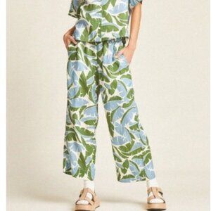 Trovata Birds of Paradis Willa Linen Pants In Plantain Leaf MEDIUM